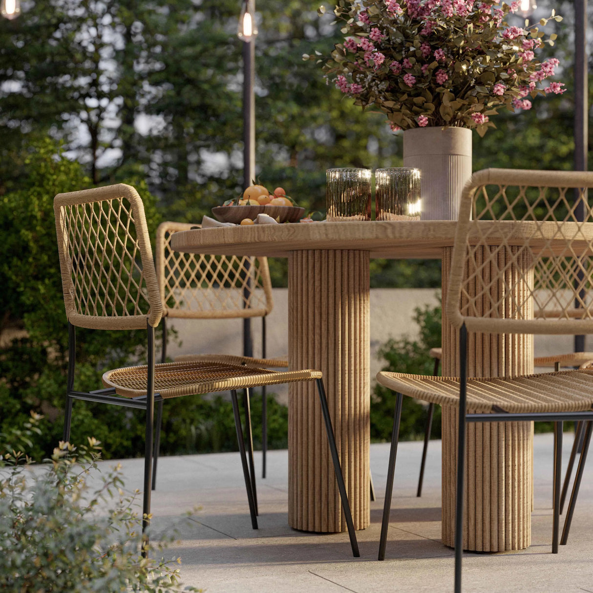 Patti Textured Faux Travertine Indoor / Outdoor 55" Round Dining Table by TOV Furniture at Eve Furniture