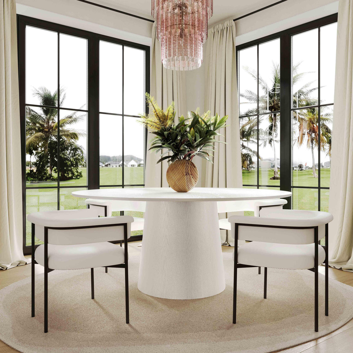 Pauline White Ash 62" Round Dining Table by TOV Furniture at Eve Furniture