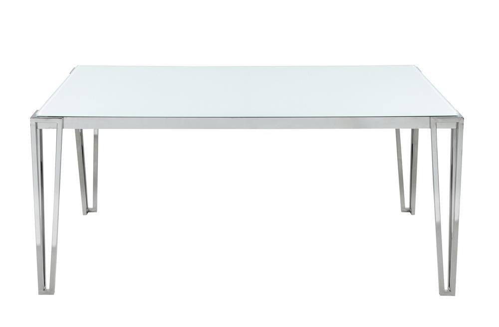 Pauline White/Chrome Rectangular Dining Table with Metal Leg by Coaster at Eve Furniture