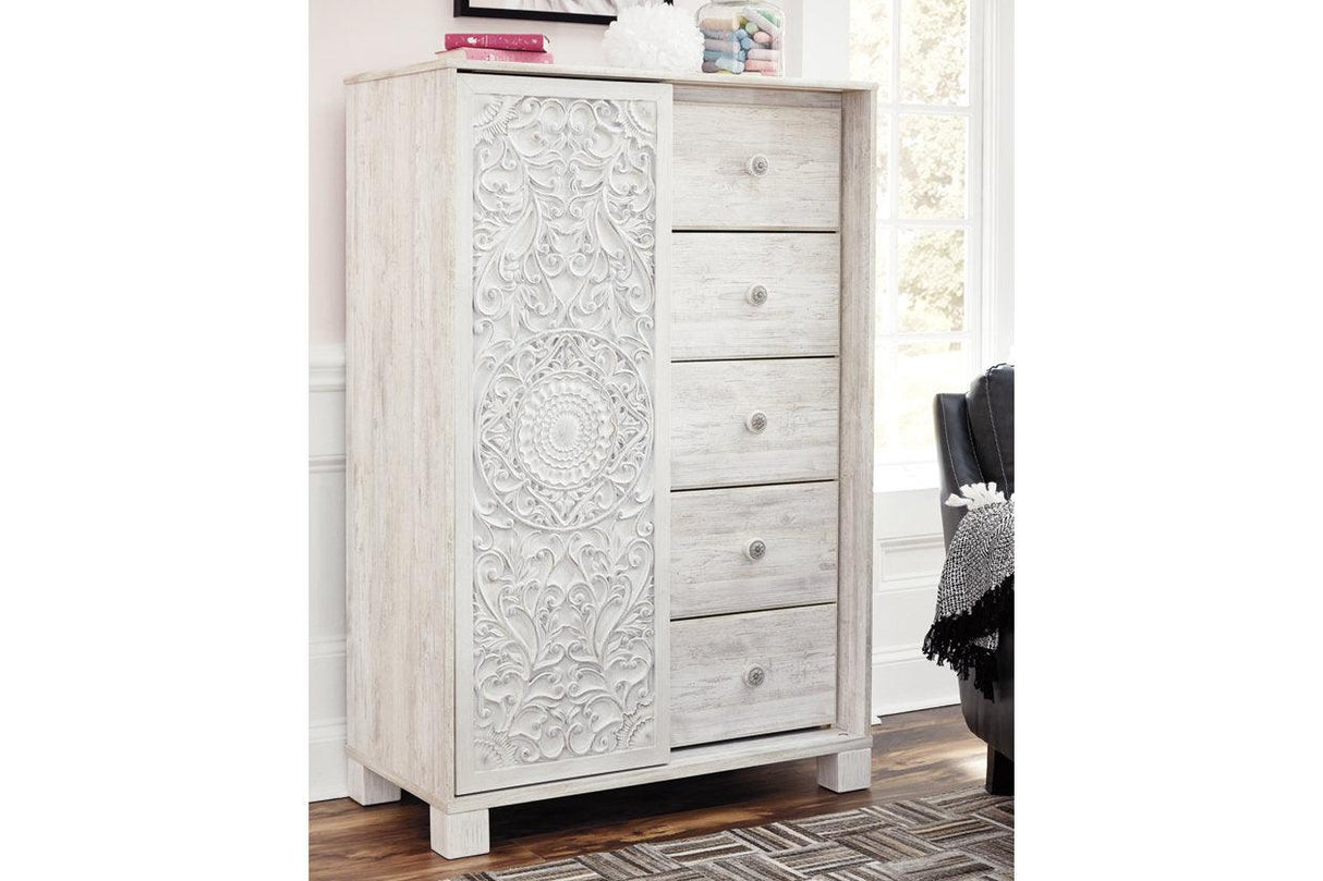 Paxberry Whitewash Dressing Chest by Ashley at Eve Furniture