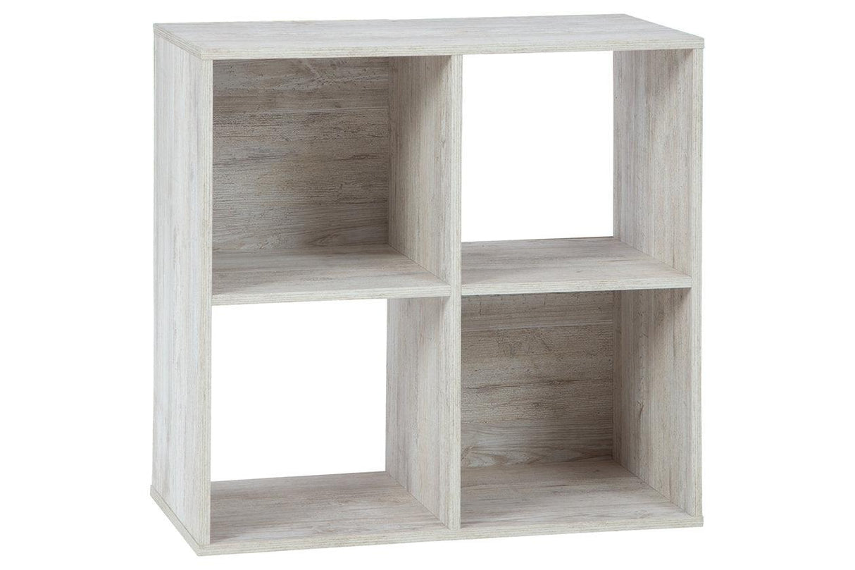 Paxberry Whitewash Four Cube Organizer by Ashley at Eve Furniture