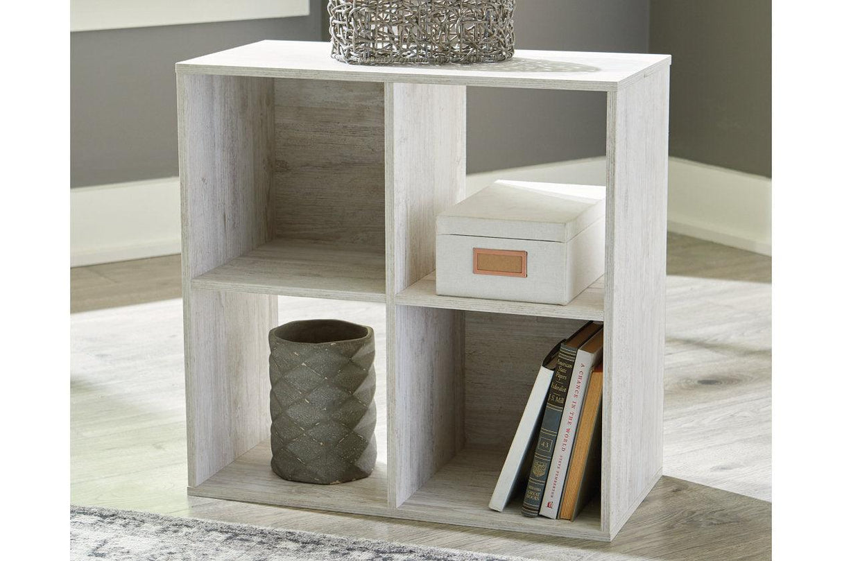 Paxberry Whitewash Four Cube Organizer by Ashley at Eve Furniture