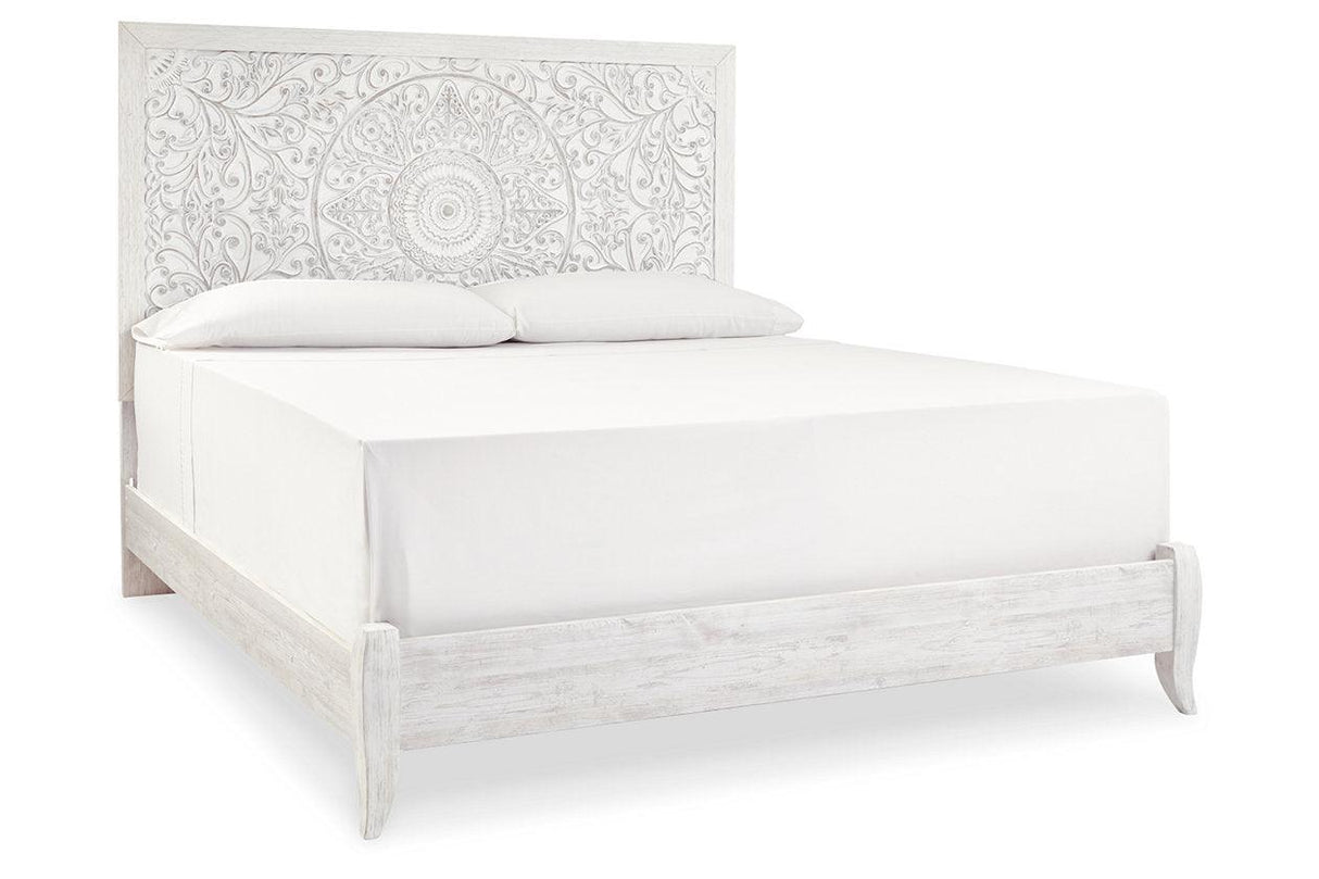 Paxberry Whitewash King Panel Bed by Ashley at Eve Furniture