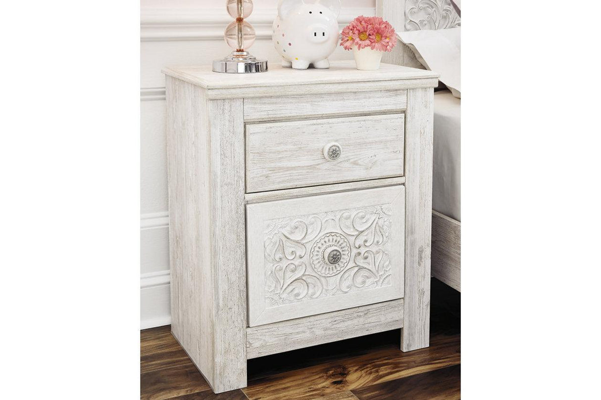 Paxberry Whitewash Nightstand by Ashley at Eve Furniture
