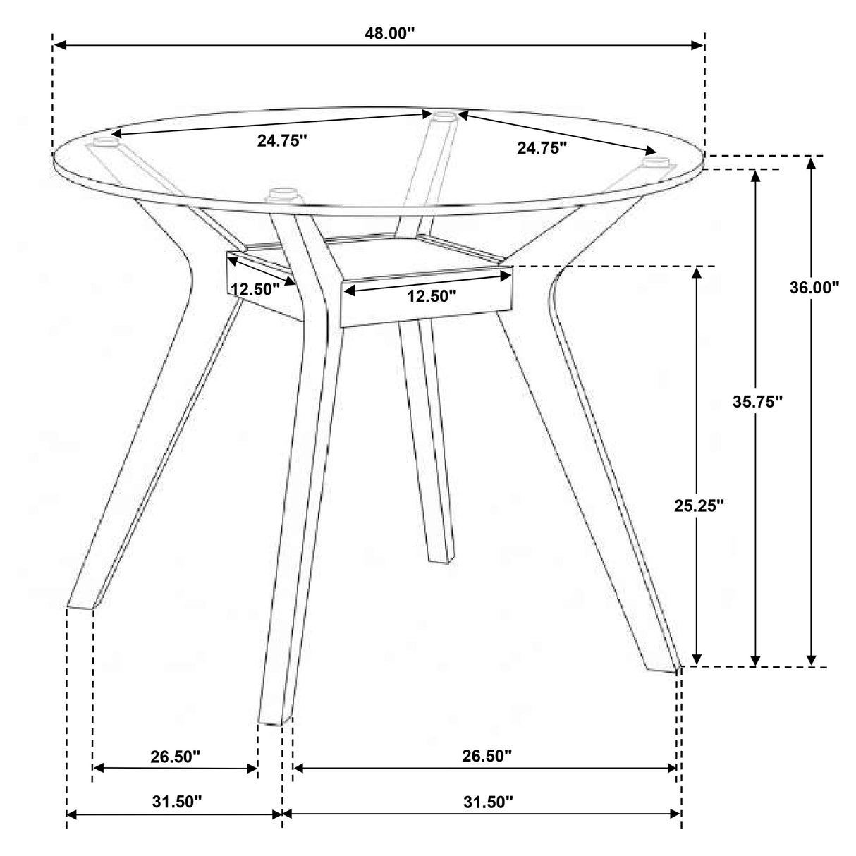 Paxton Brown Round 48-inch Glass Top Counter Height Dining Table by Coaster at Eve Furniture