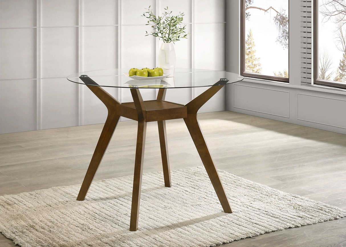 Paxton Brown Round 48-inch Glass Top Counter Height Dining Table by Coaster at Eve Furniture