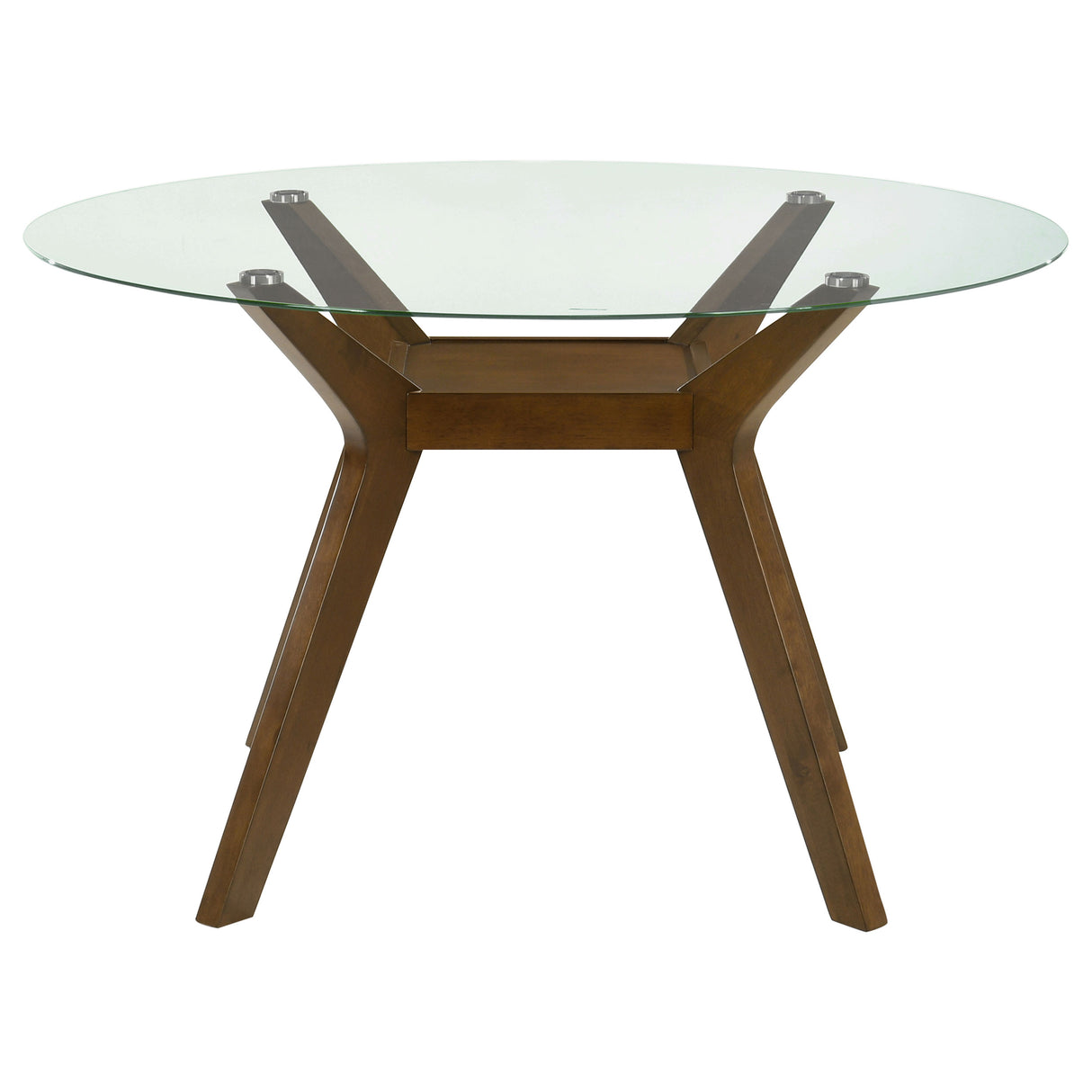 Paxton Brown Round 48-inch Glass Top Wood Dining Table by Coaster at Eve Furniture
