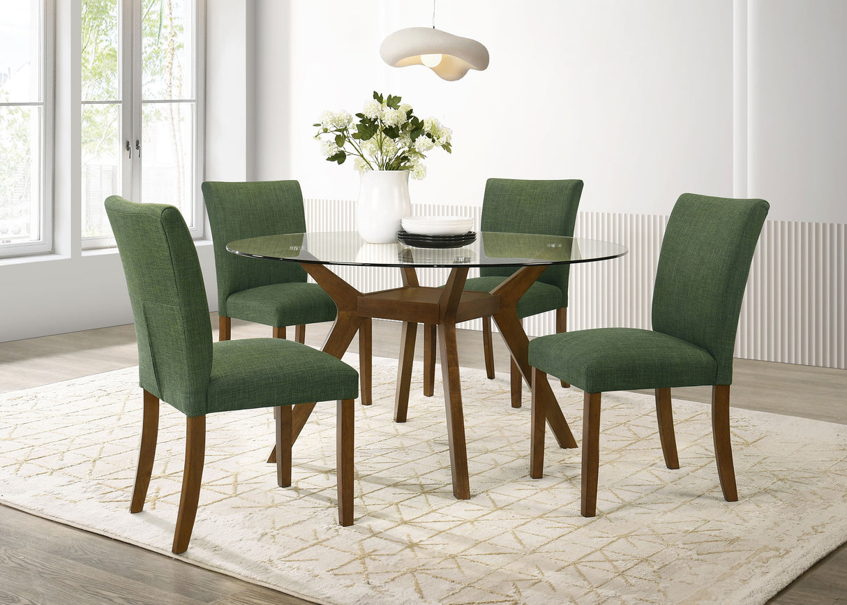 Paxton Brown Round 48-inch Glass Top Wood Dining Table by Coaster at Eve Furniture