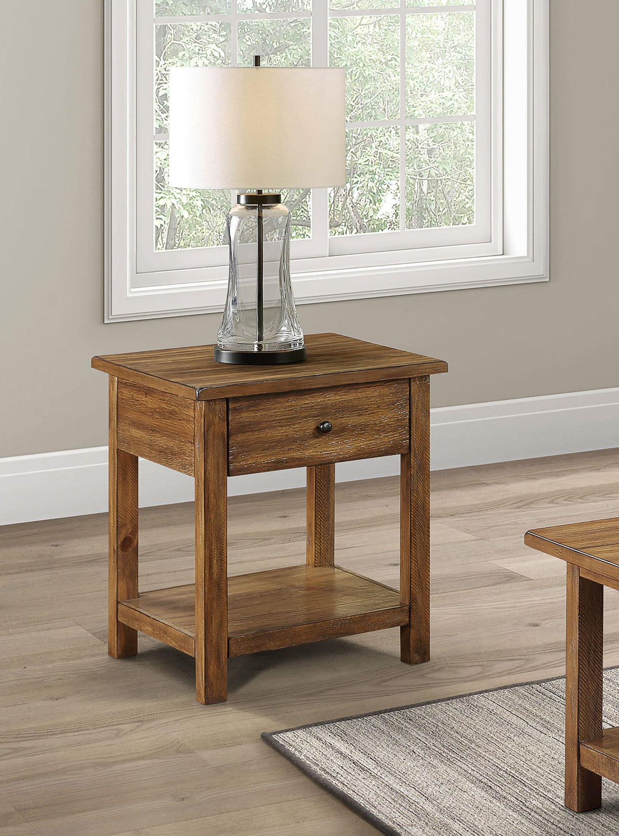 Payne Distressed Brown 1-drawer Wood End Table with Shelf by Coaster at Eve Furniture