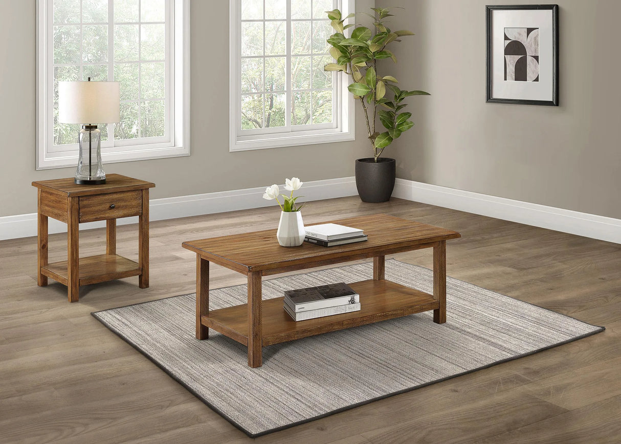 Payne Distressed Brown 2-Piece Coffee and 1-Drawer End Table Set by Coaster at Eve Furniture