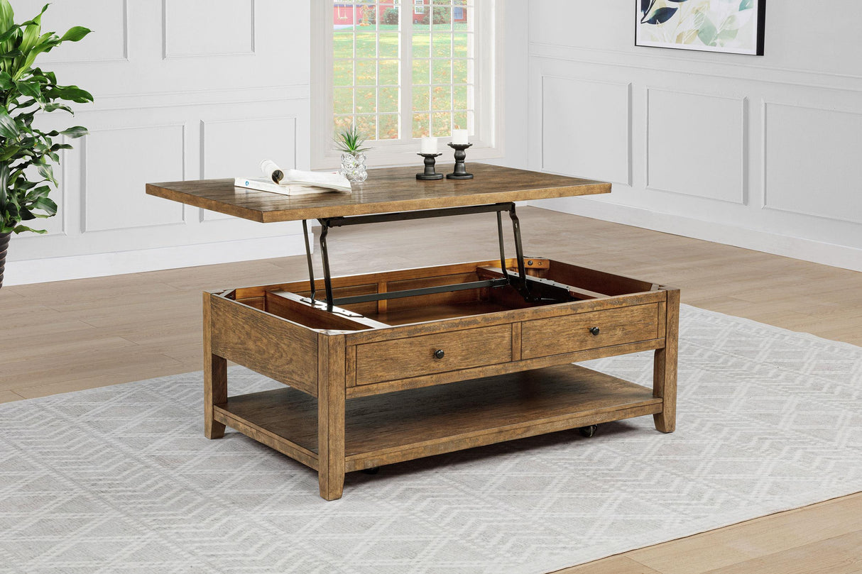 Payne Distressed Brown 48-inch Mobile Lift Top Coffee Table by Coaster at Eve Furniture