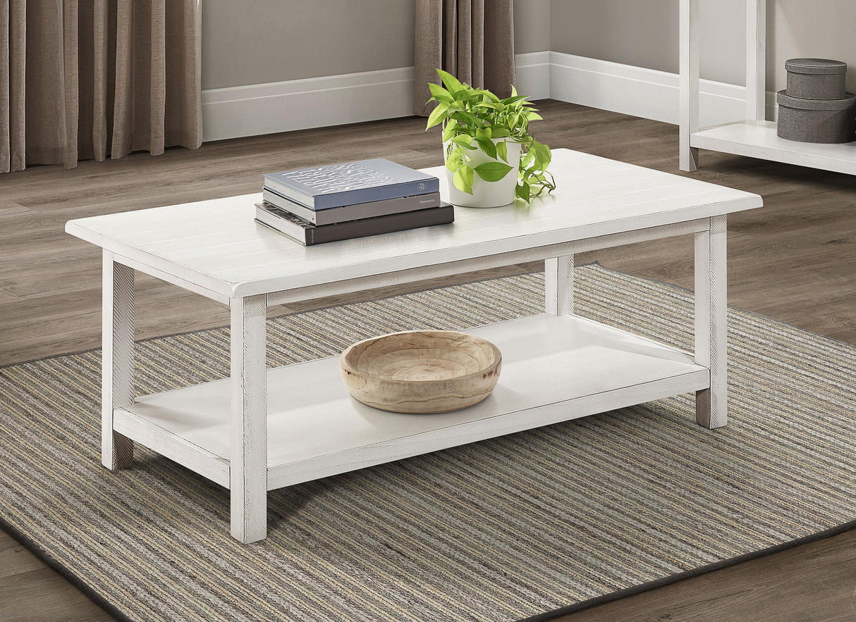 Payne Wood Coffee Table with Shelf White by Coaster at Eve Furniture