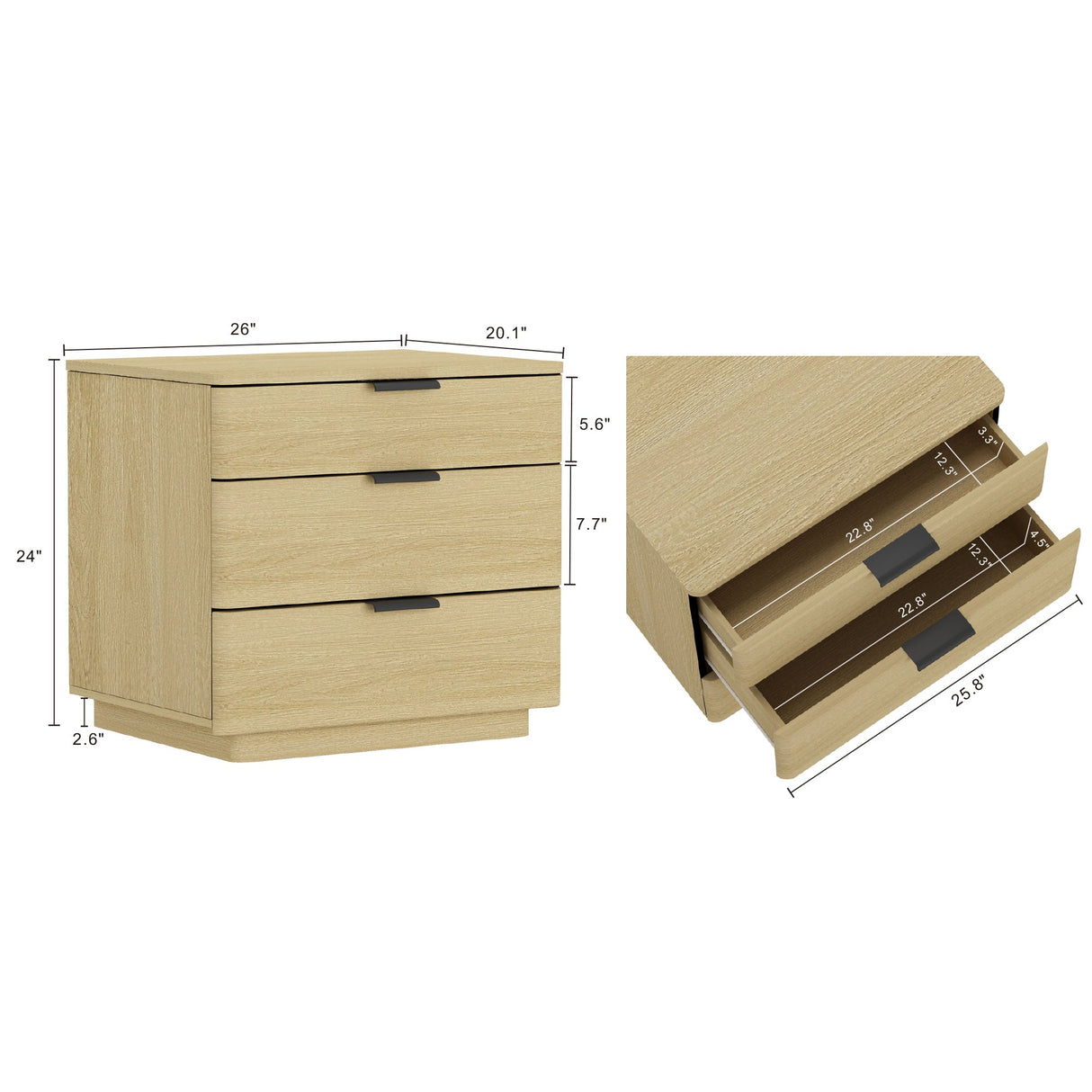 Payton Nightstand in Natural Oak and Black by Manhattan Comfort at Eve Furniture