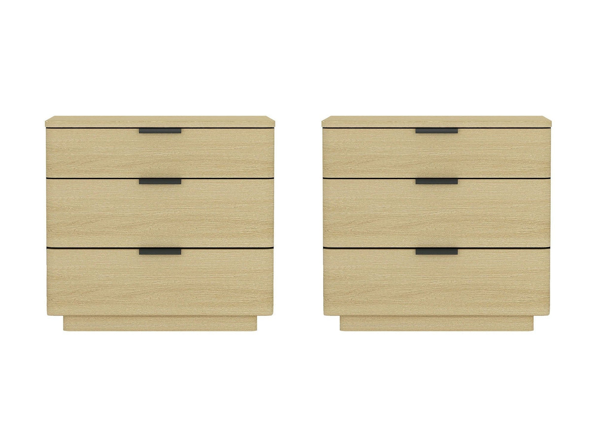 Payton Nightstand in Natural Oak and Black (set of 2) by Manhattan Comfort at Eve Furniture