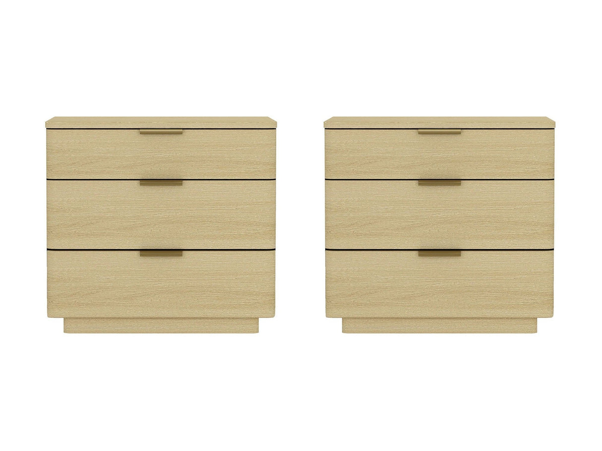 Payton Nightstand in Natural Oak and Gold (set of 2) by Manhattan Comfort at Eve Furniture
