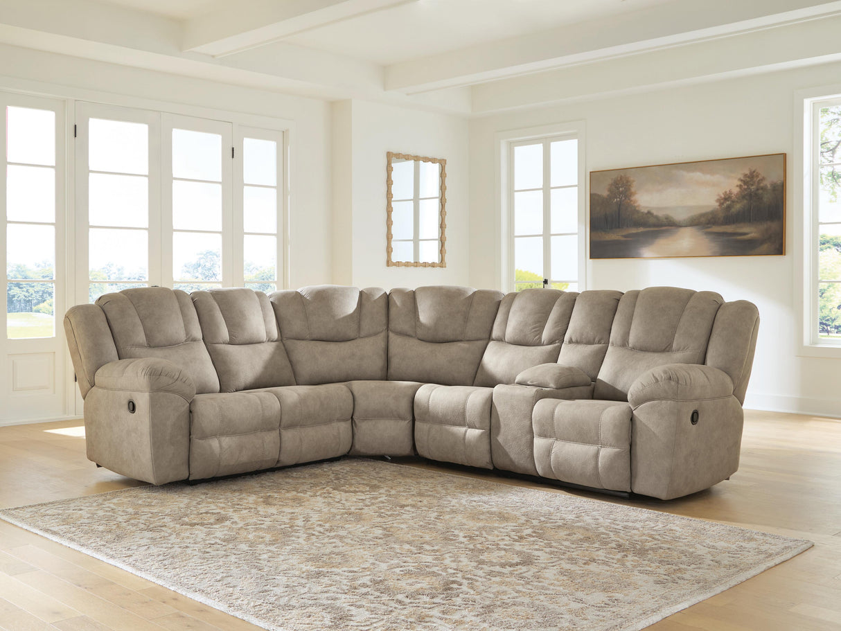 Pearce-Pike Birch 3-Piece Reclining Sectional with Console by Ashley at Eve Furniture