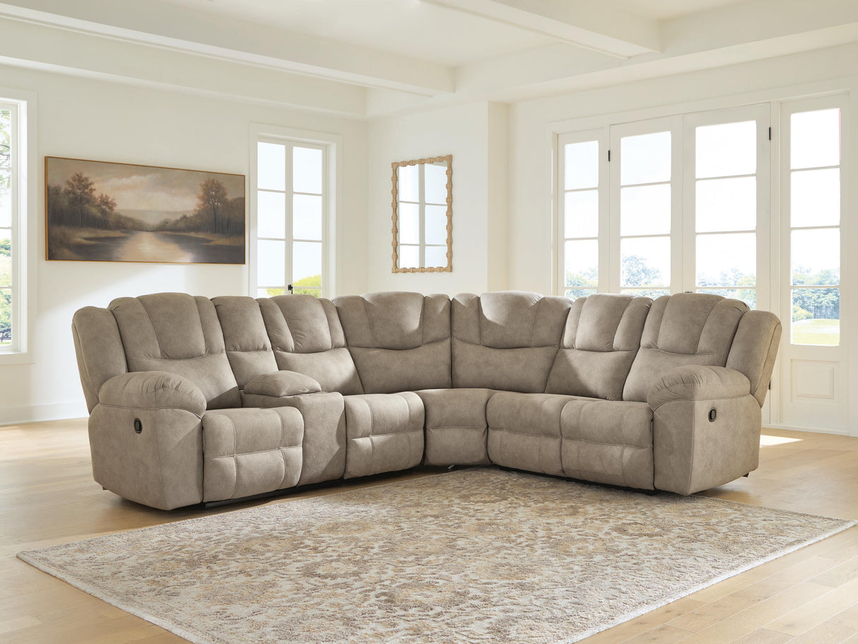 Pearce-Pike Birch 3-Piece Reclining Sectional with Console by Ashley at Eve Furniture