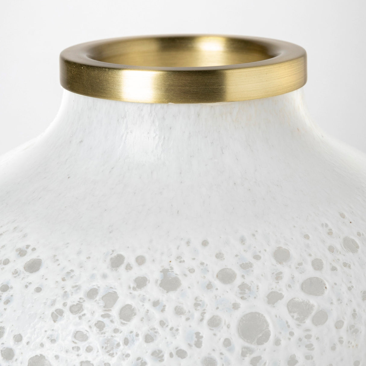 Pearl Short White Gold Rim Glass Vase by Mercana at Eve Furniture