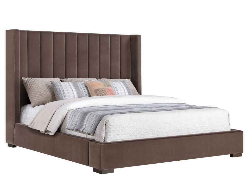 Pearson Chocolate Velvet King Bed by Steve Silver at Eve Furniture