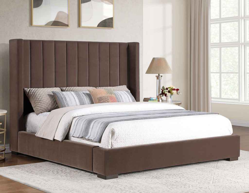 Pearson Chocolate Velvet Queen Bed by Steve Silver at Eve Furniture