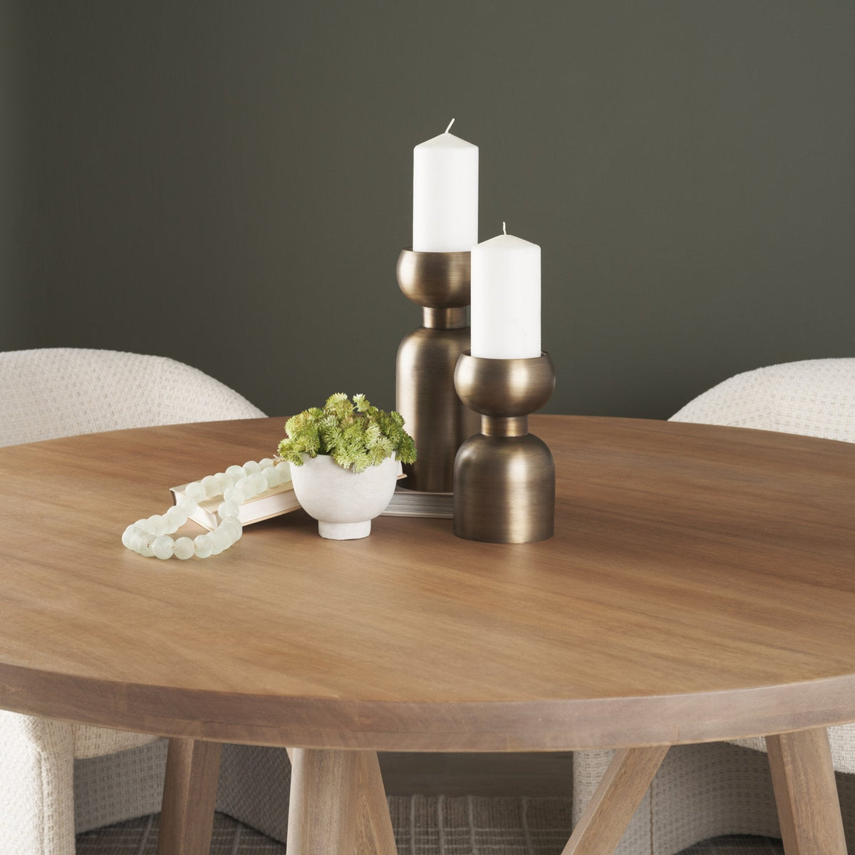 Pelar Small Antiqued Brass Stacked Pillar Candle Holder by Mercana at Eve Furniture