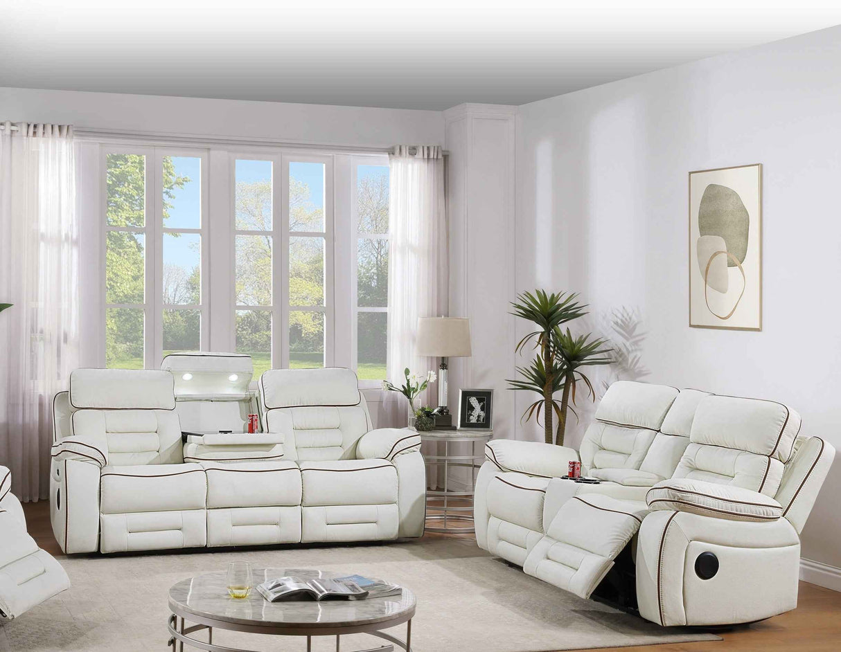 Pelin White Power Reclining Loveseat