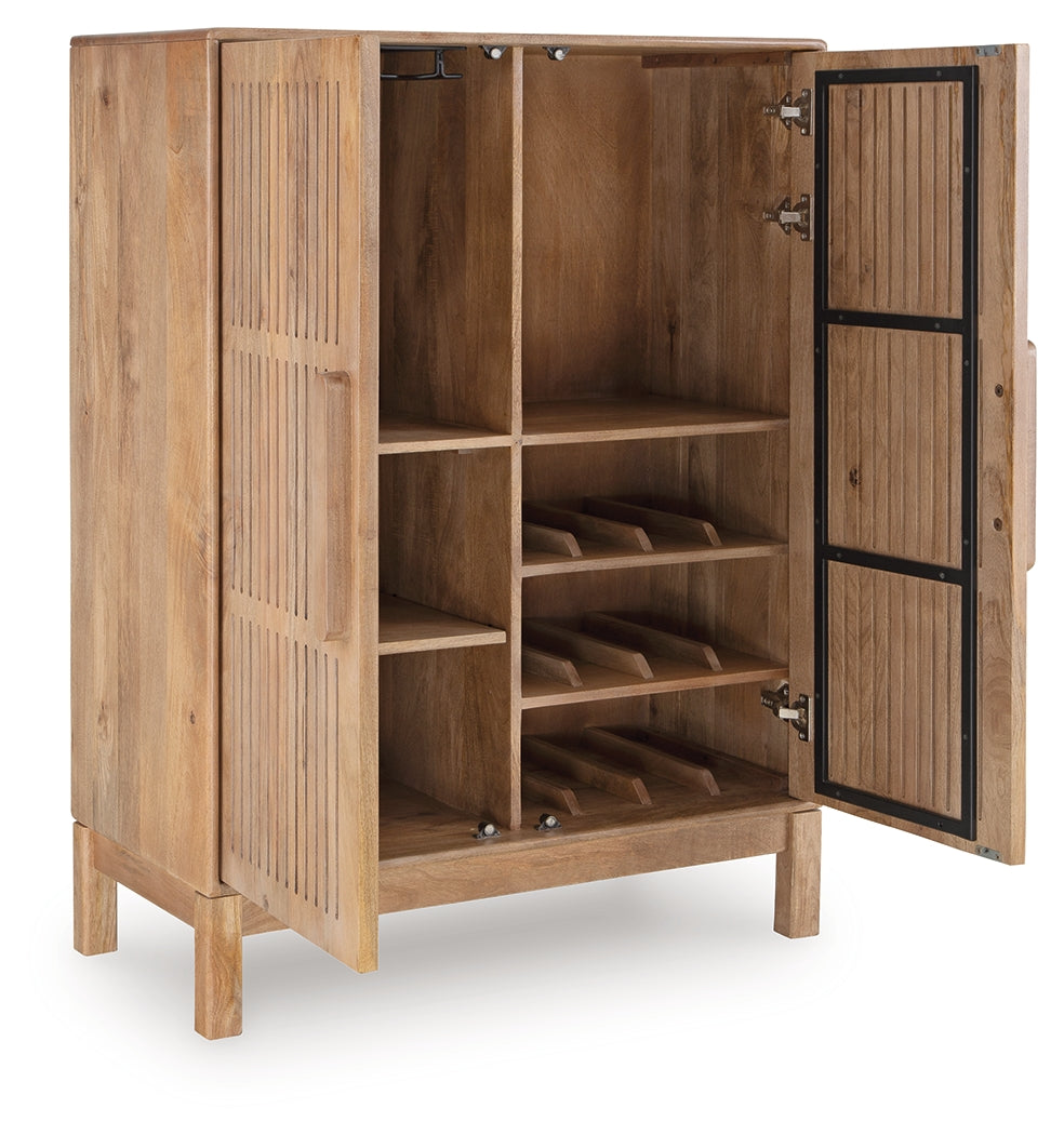 Pellamour Natural Brown Bar Cabinet by Ashley at Eve Furniture