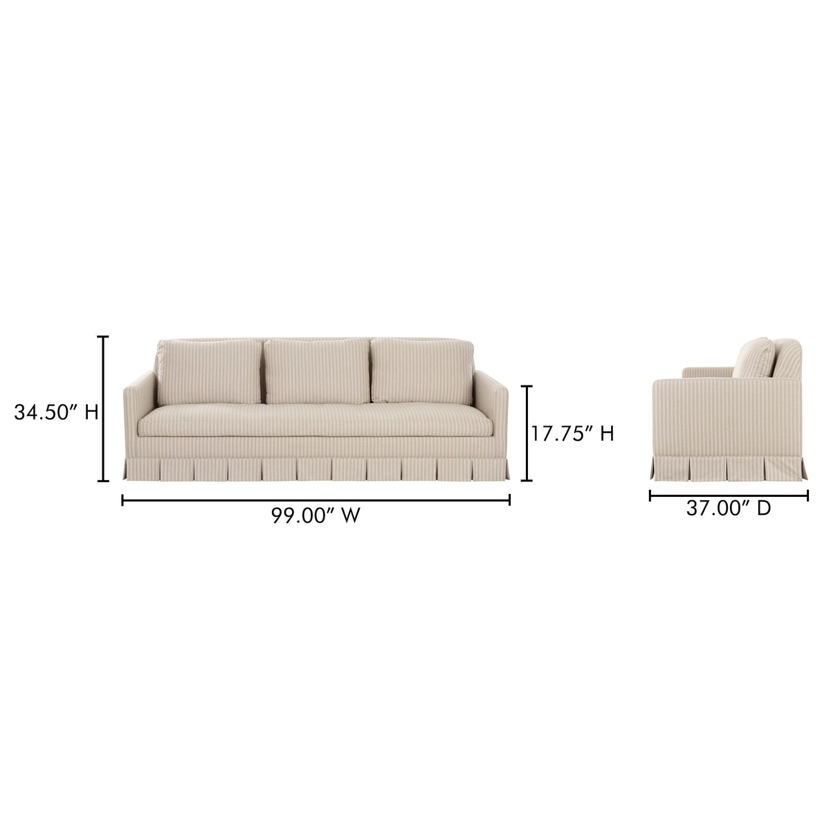 Pellicano Beige Stripe Sofa by Moe's Home at Eve Furniture