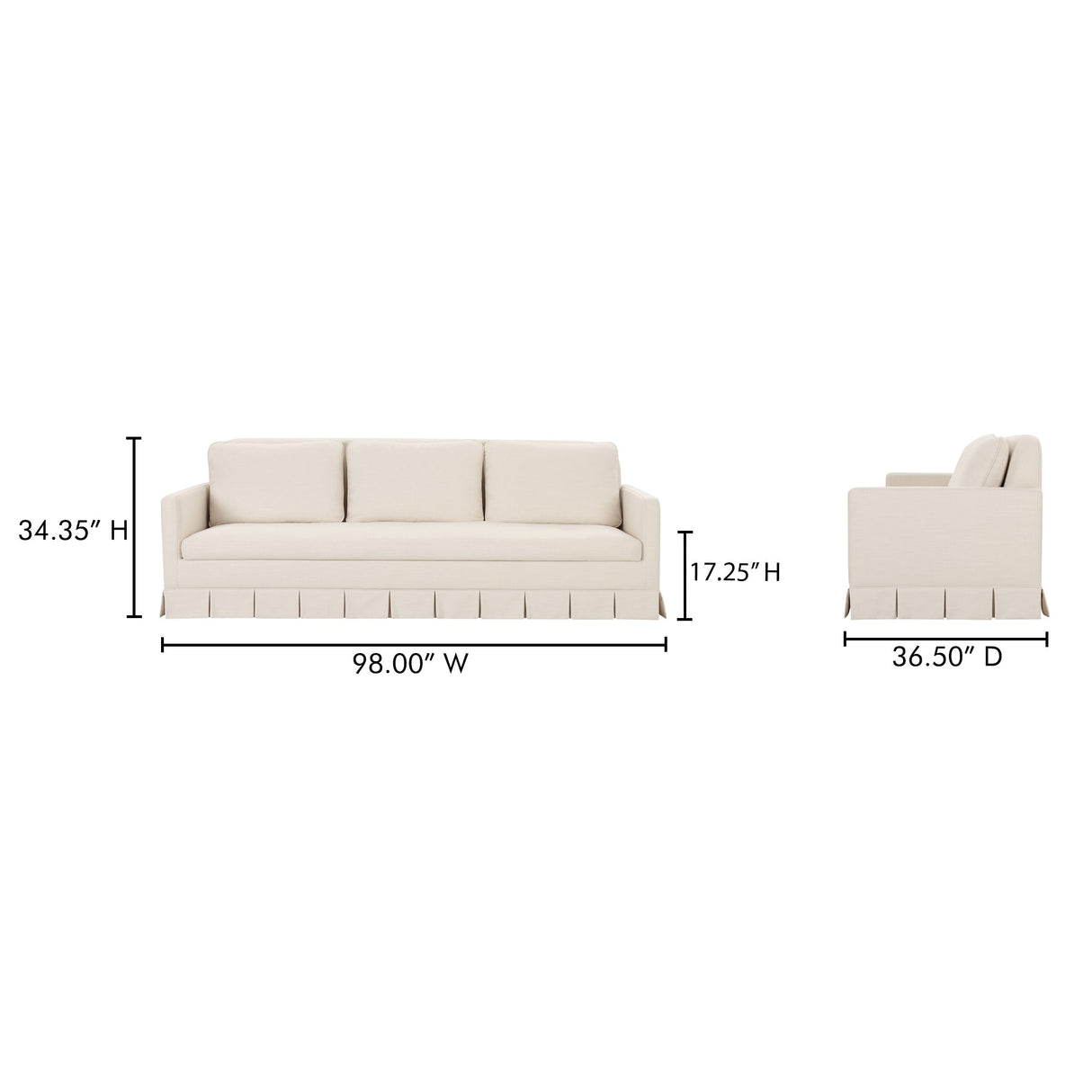 Pellicano Cream Sofa by Moe's Home at Eve Furniture