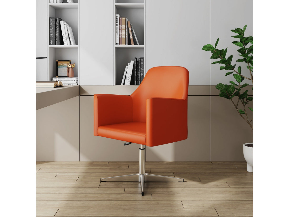 Pelo Adjustable Height Swivel Accent Chair in Orange and Polished Chrome (set of 2) by Manhattan Comfort at Eve Furniture