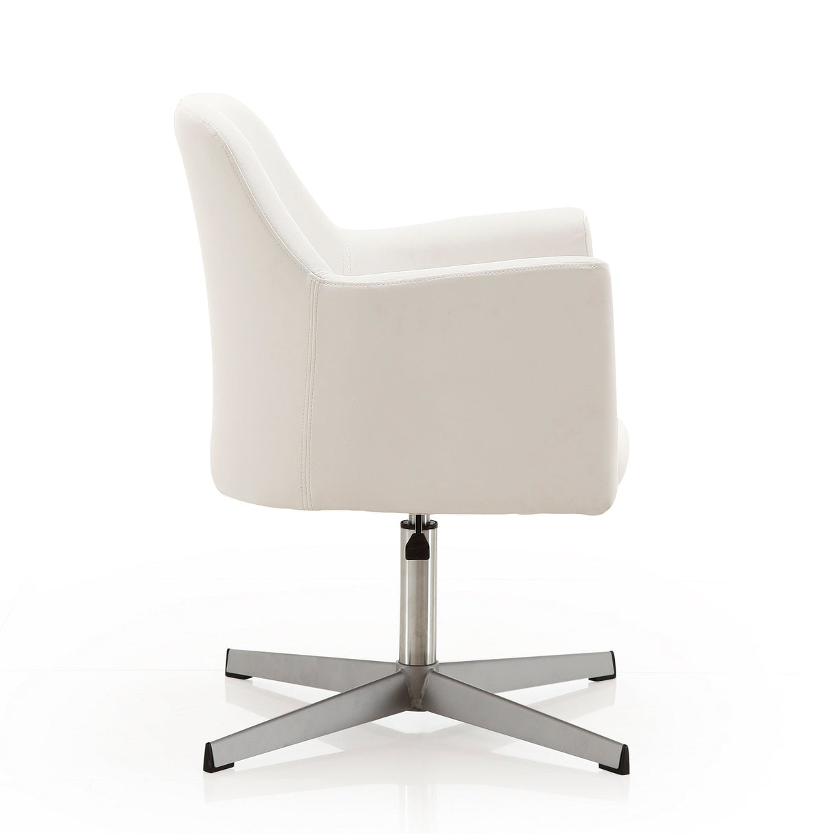 Pelo Adjustable Height Swivel Accent Chair in White and Polished Chrome by Manhattan Comfort at Eve Furniture