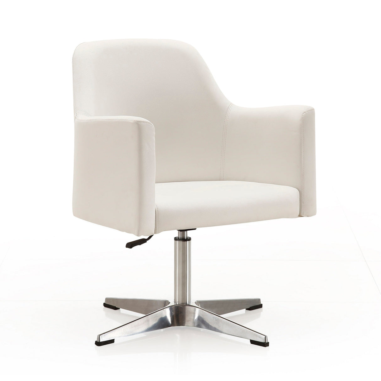 Pelo Adjustable Height Swivel Accent Chair in White and Polished Chrome (set of 2) by Manhattan Comfort at Eve Furniture