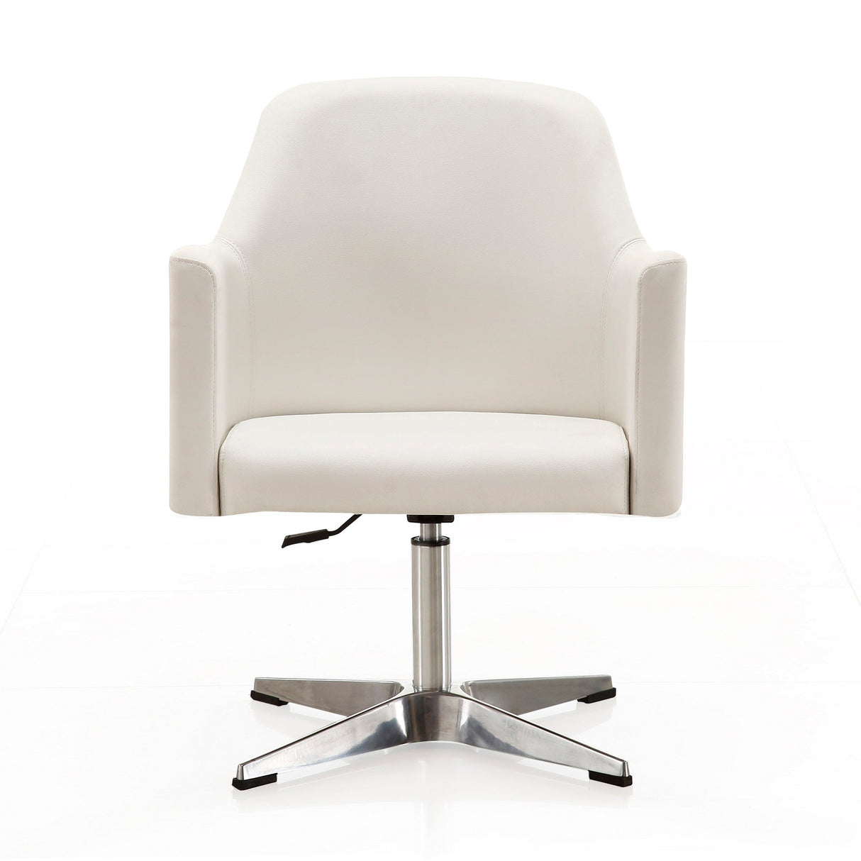 Pelo Adjustable Height Swivel Accent Chair in White and Polished Chrome (set of 2) by Manhattan Comfort at Eve Furniture