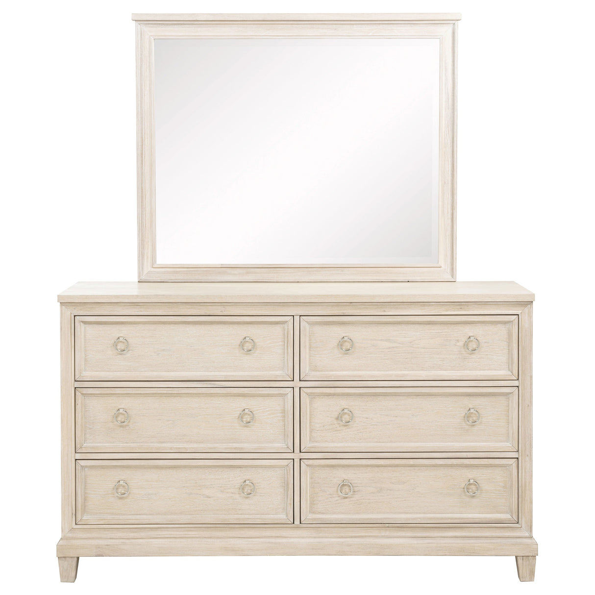 Pembroke Washed Oak 6-drawer Bedroom Dresser with Mirror by Coaster at Eve Furniture