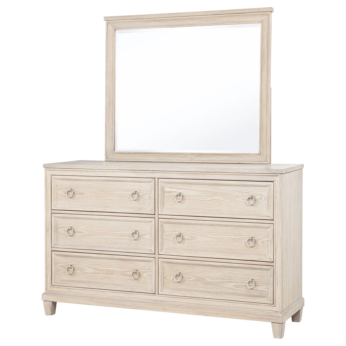 Pembroke Washed Oak 6-drawer Bedroom Dresser with Mirror by Coaster at Eve Furniture
