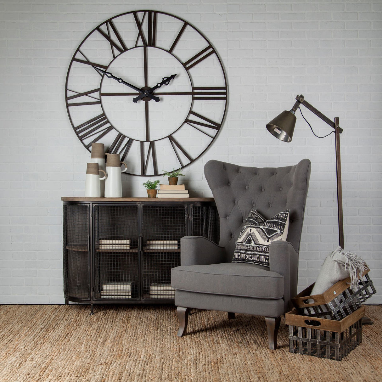 Pender Round Giant Oversized Industrial Wall Clock by Mercana at Eve Furniture