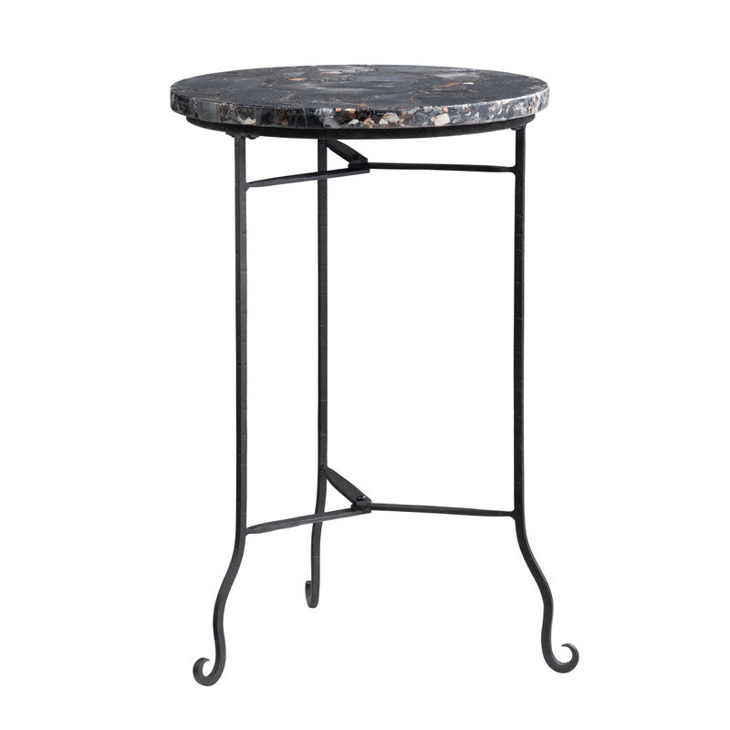 Pennington Black/Brown Petrified Wood Accent Table by Crestview at Eve Furniture