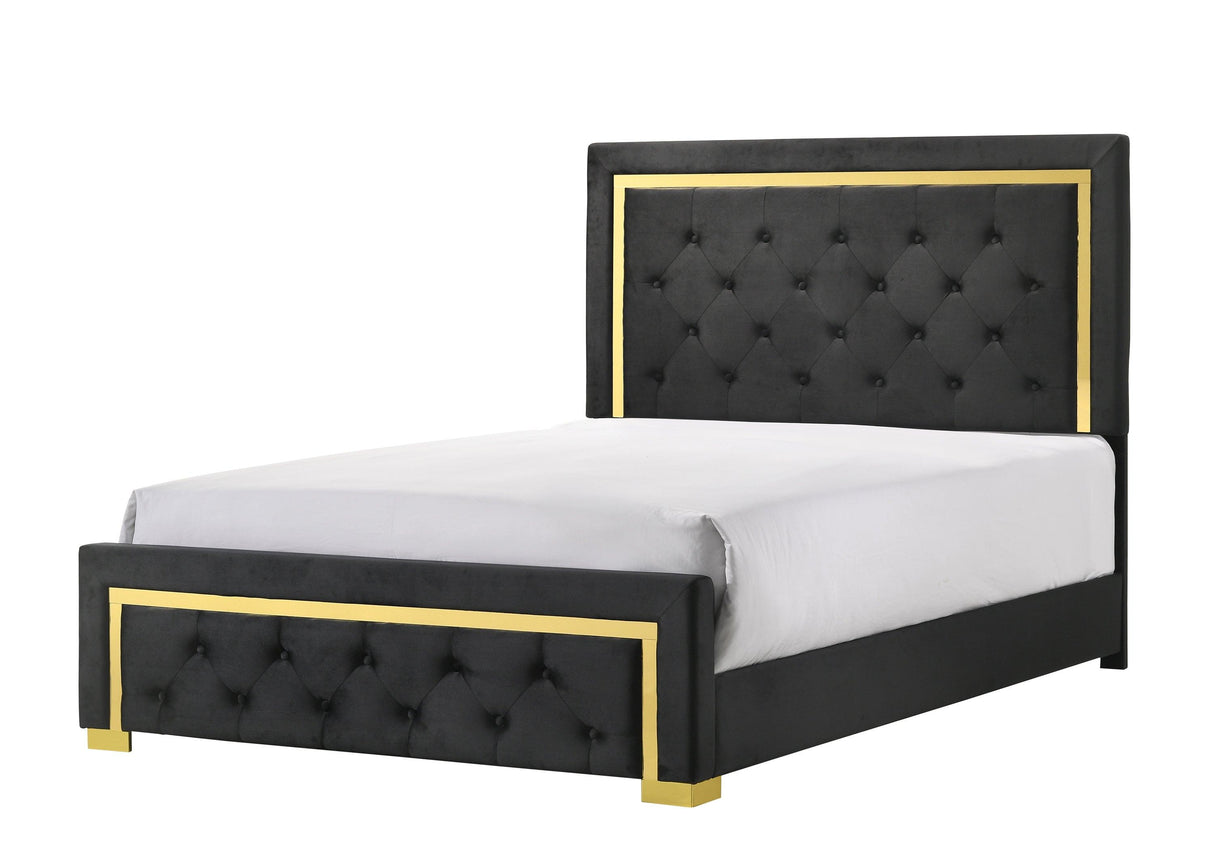 Pepe Black and Gold Panel Upholstered Bedroom Set by Crown Mark at Eve Furniture