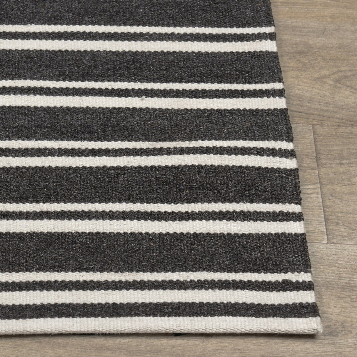 Performance Palma Charcoal/Ivory Stripe Rug by Classic Home at Eve Furniture