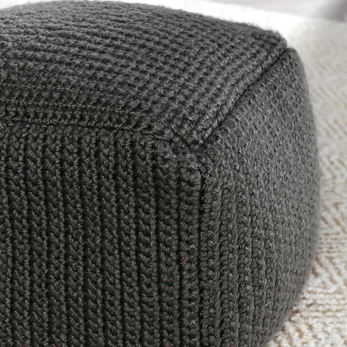 Performance Prism Dark Gray Pouf by Classic Home at Eve Furniture