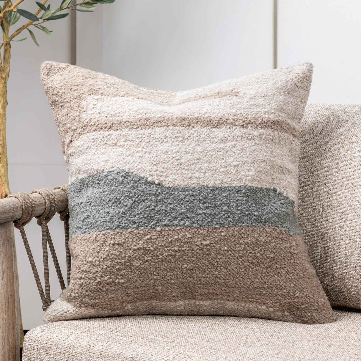 Performance Sita Dry Sage/ Natural 22x22 Throw Pillow (Set of 2) by Classic Home at Eve Furniture