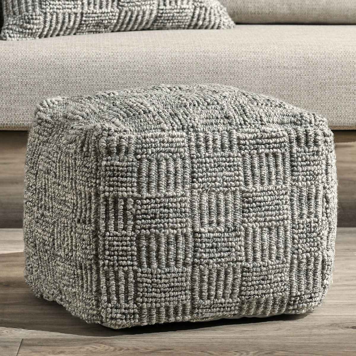 Performance Vico Gray Pouf 18"x18"x14" by Classic Home at Eve Furniture
