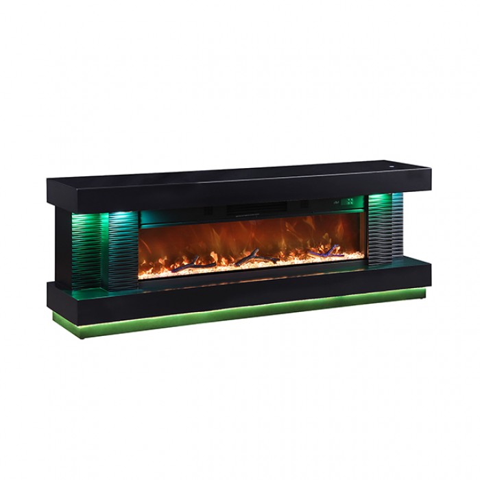 Perseux Black TV Stand w/ Heater by Furniture of America at Eve Furniture
