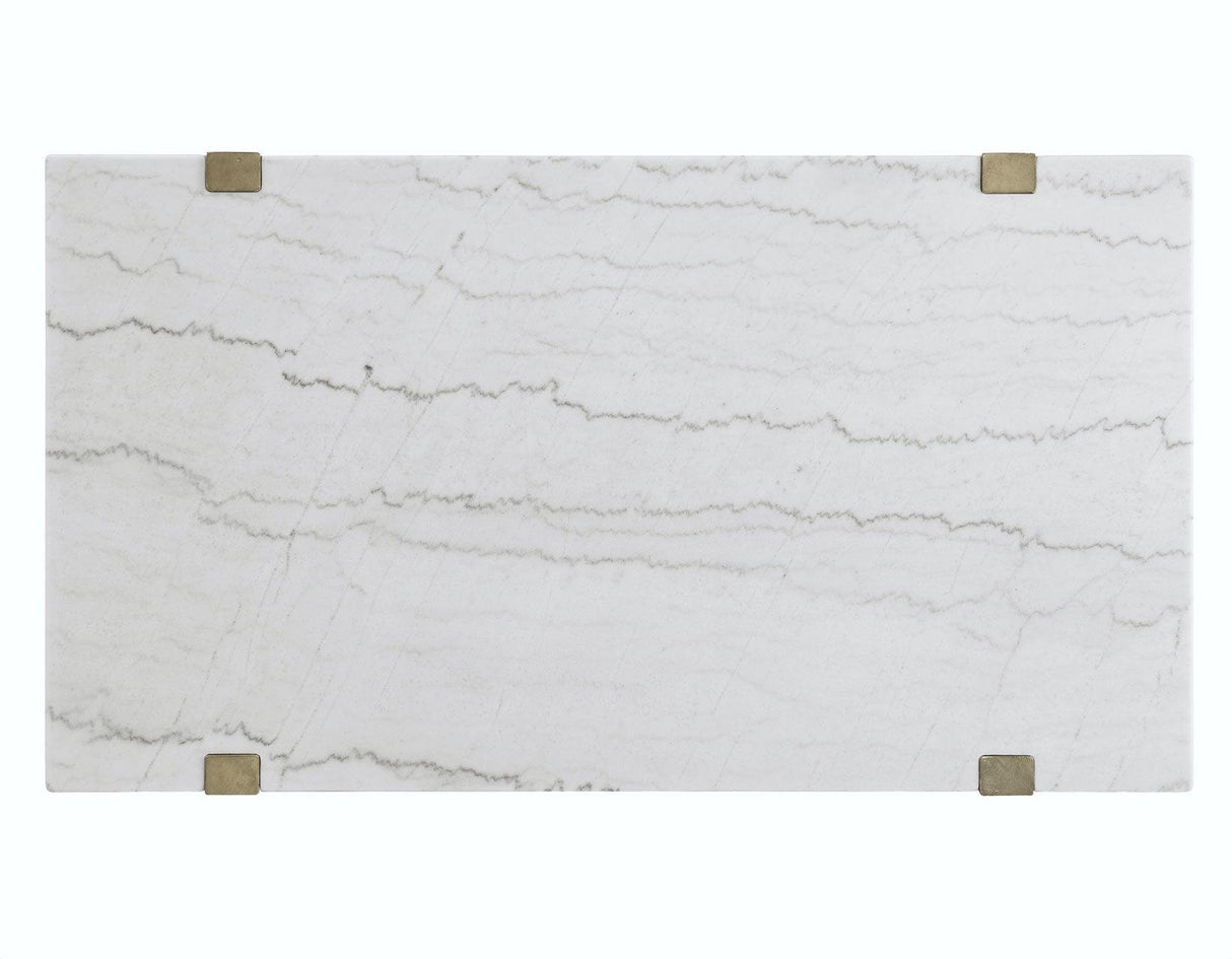 Perth White Marble Top Cocktail Table with Casters by Steve Silver at Eve Furniture