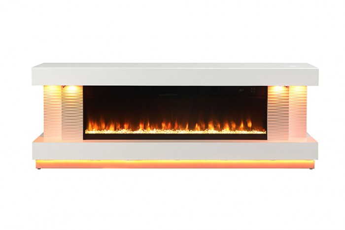 Peseux White TV Stand w/ Heater by Furniture of America at Eve Furniture
