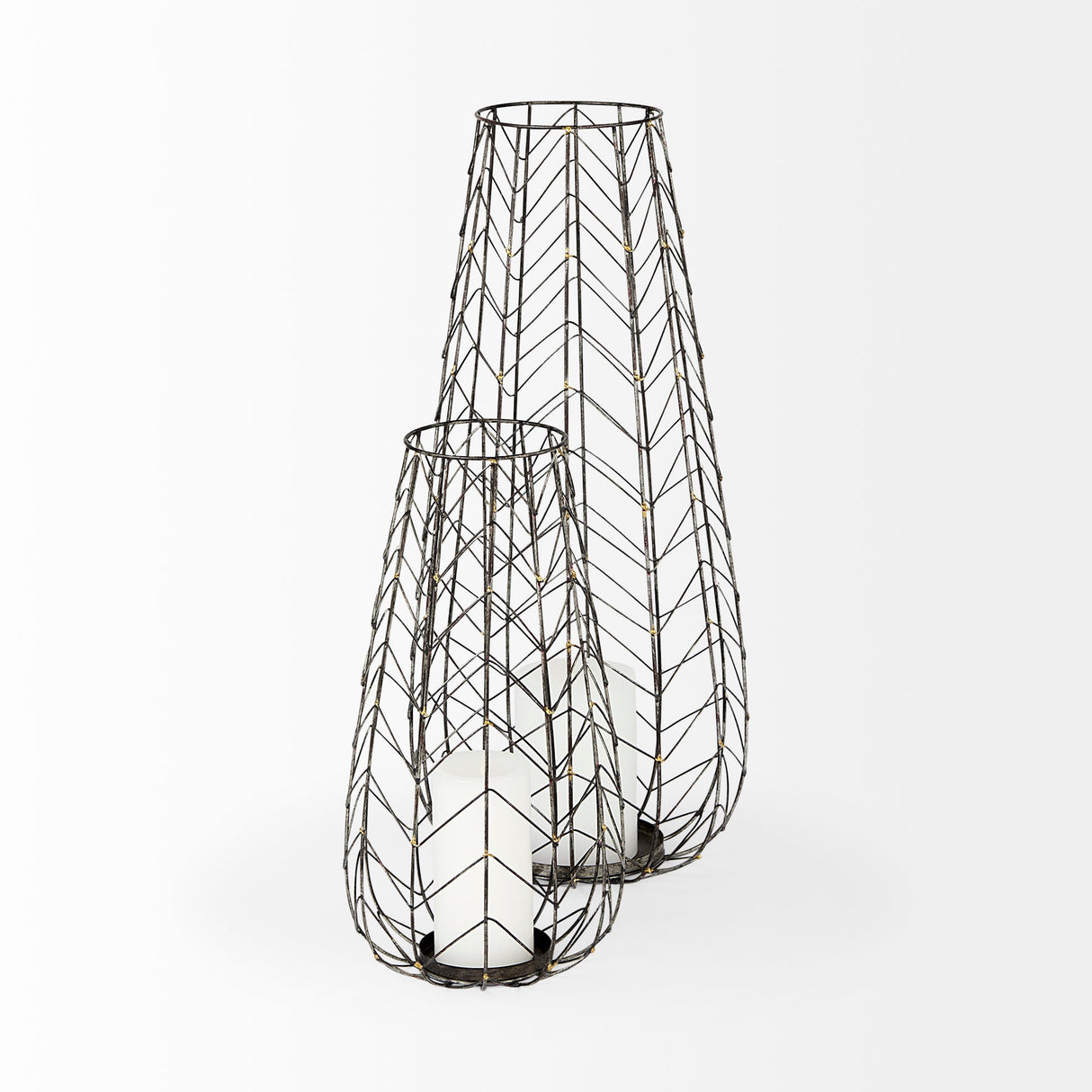 Petiole I Small Gold Toned Metal Table Candle Holder by Mercana at Eve Furniture