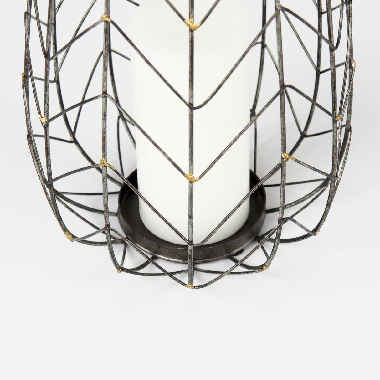 Petiole I Small Gold Toned Metal Table Candle Holder by Mercana at Eve Furniture