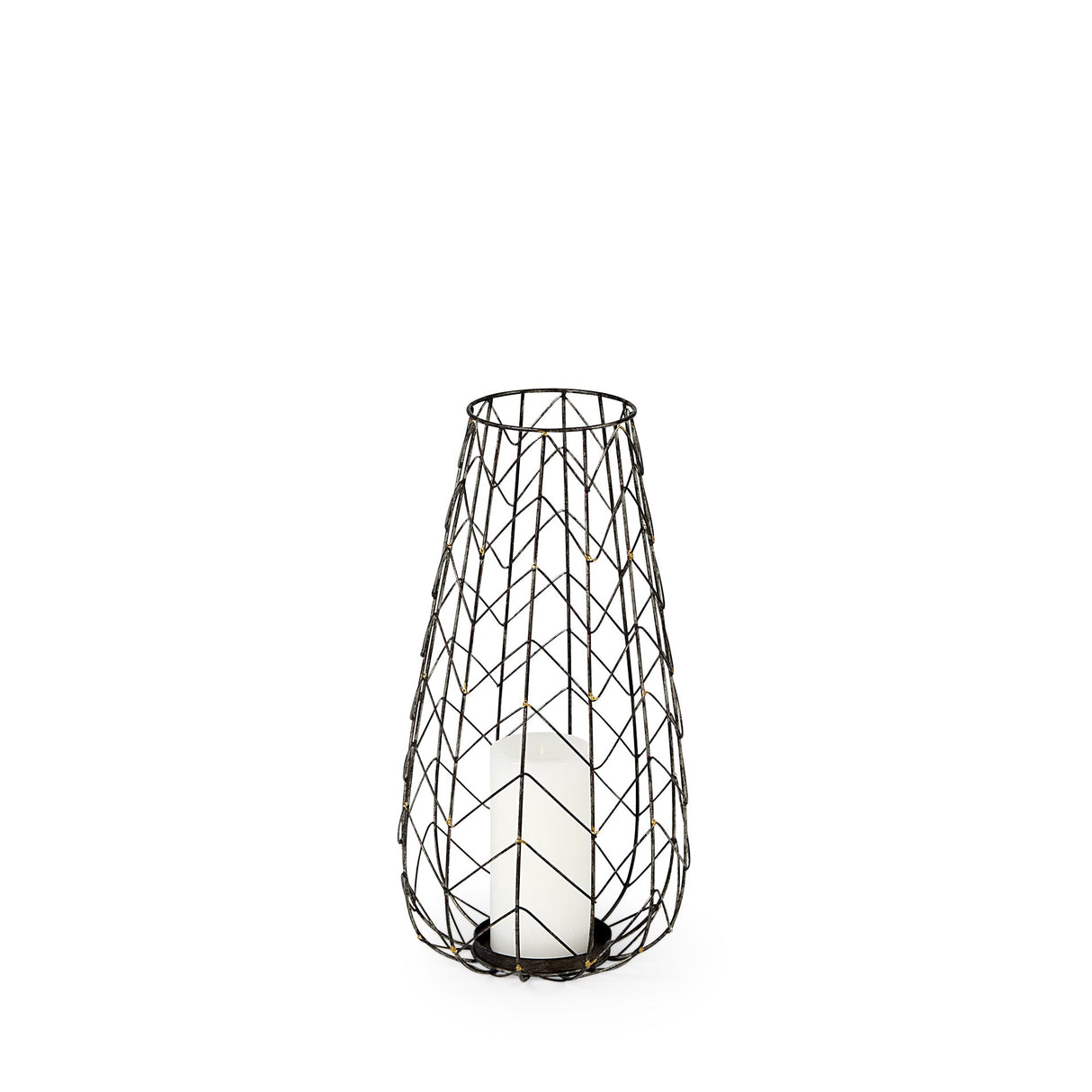 Petiole I Small Gold Toned Metal Table Candle Holder by Mercana at Eve Furniture
