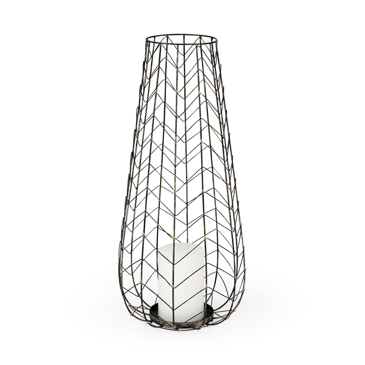 Petiole II Large Gold Toned Metal Table Candle Holder by Mercana at Eve Furniture