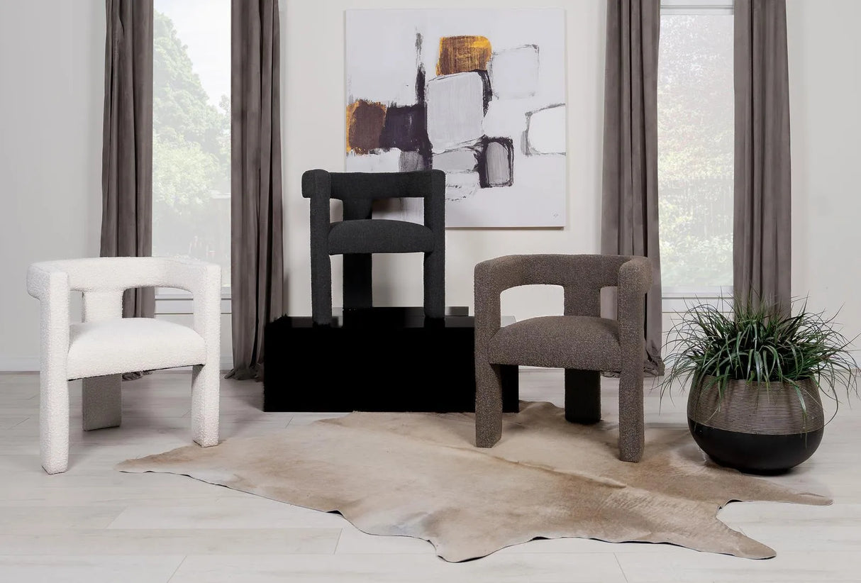 Petra Chocolate Brown Boucle Upholstered Accent Side Chair by Coaster at Eve Furniture